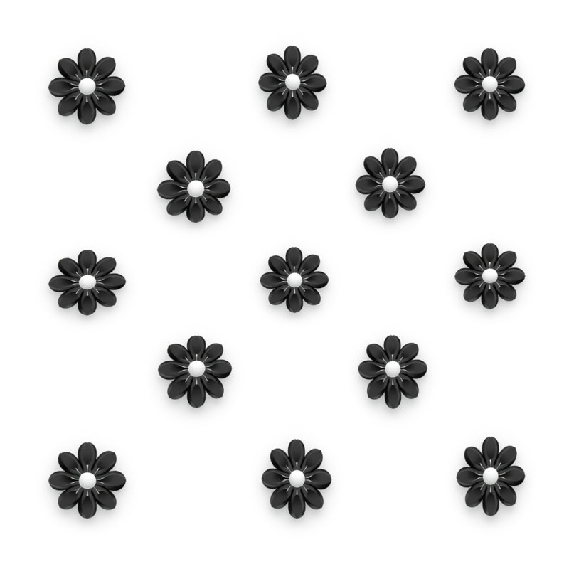 Tapis de bain à motif de fleurs noires, L 24 po x L 17 po