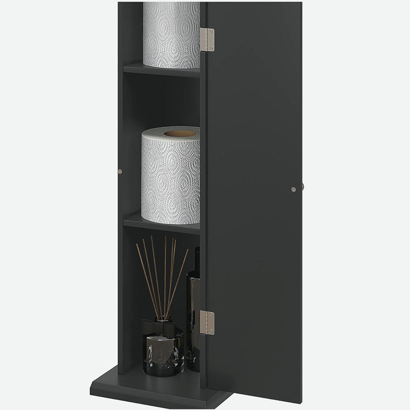Armoire à papier hygiénique, armoire de coin de petite salle de bain avec portes et tablettes, rangement pour salle de bain mince