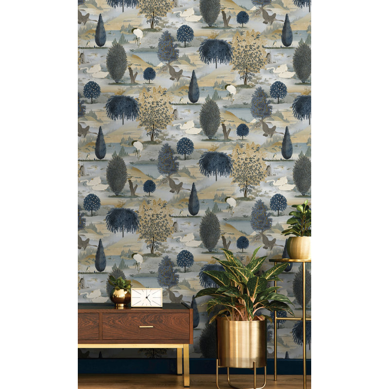 Rouleau de papier peint L 33 pi x l 21 po Wickline, Bleu marine