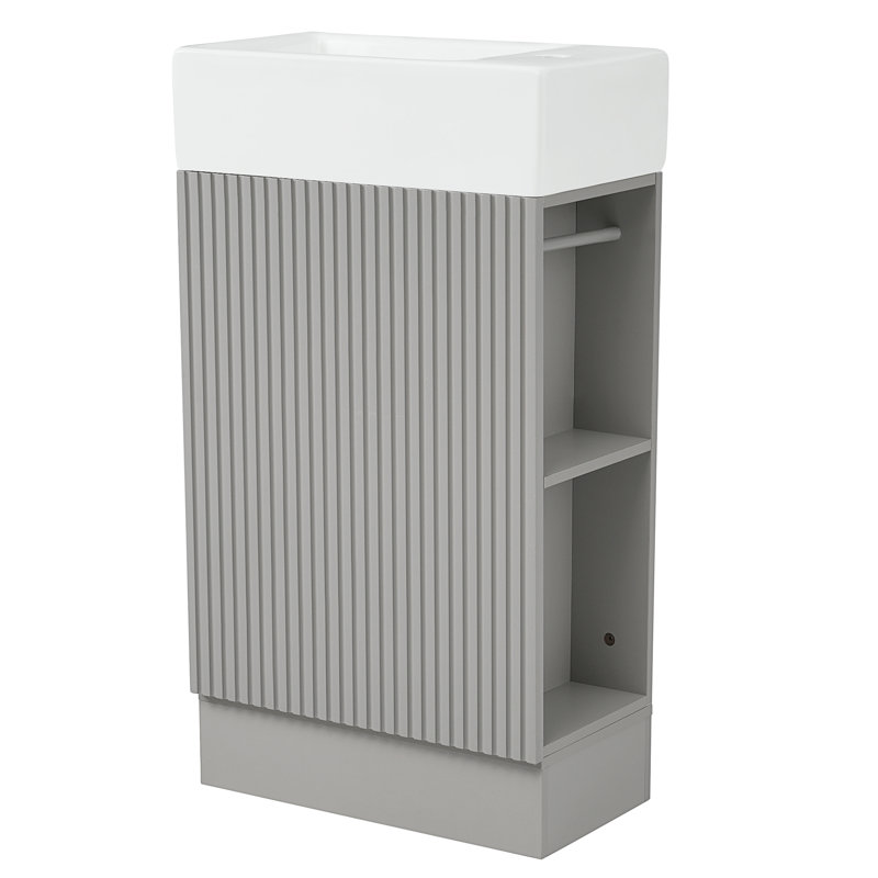 Treydon 18.6'' Single Bathroom Vanity with Ceramic Top, Gray