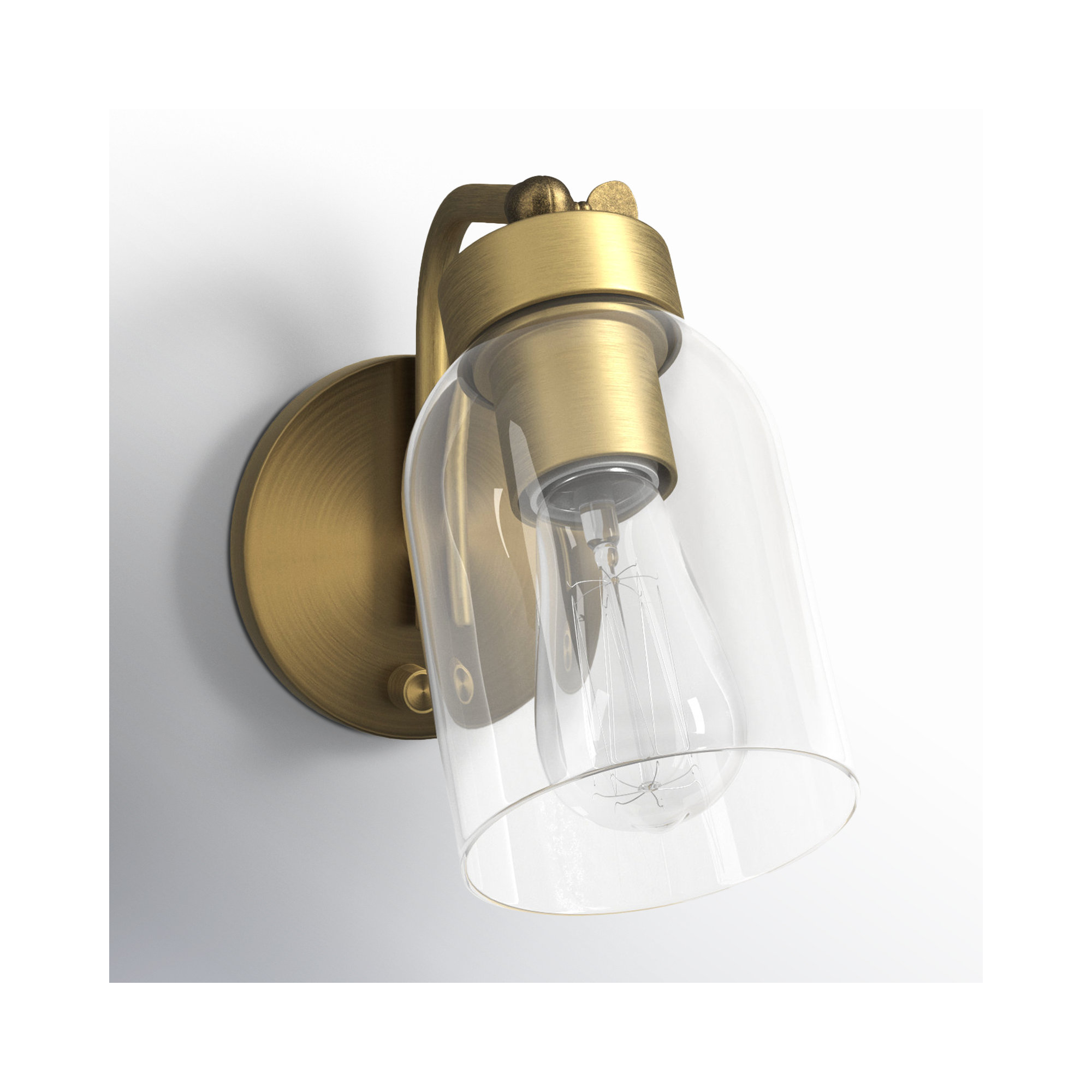Gemma Single Light Glass Dimmable Armed Sconce, Gold