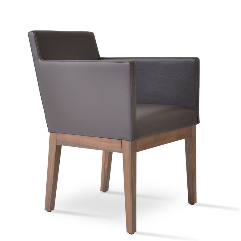 Harput 17'' H Faux Leather Upholstered Armchair, Walnut, Brown Faux Leather