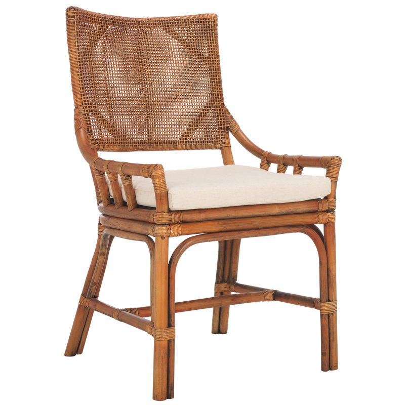 Atay Upholstered Armchair, Honey/White 100% Cotton