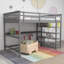 Lit mezzanine double en bois avec tablettes et bureau-2103927245
