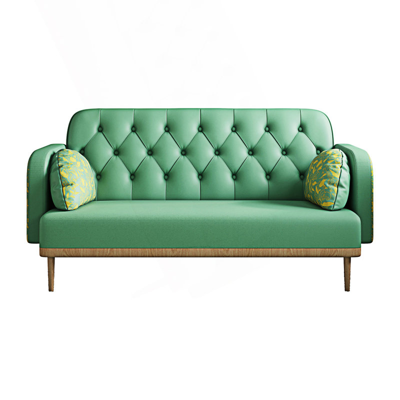Loveseat Sofa With Tulip Pattern, Modern Upholstered Two Seater Sofa With 2 Dumpling-Shaped Throw Pillows, Comfy Couch