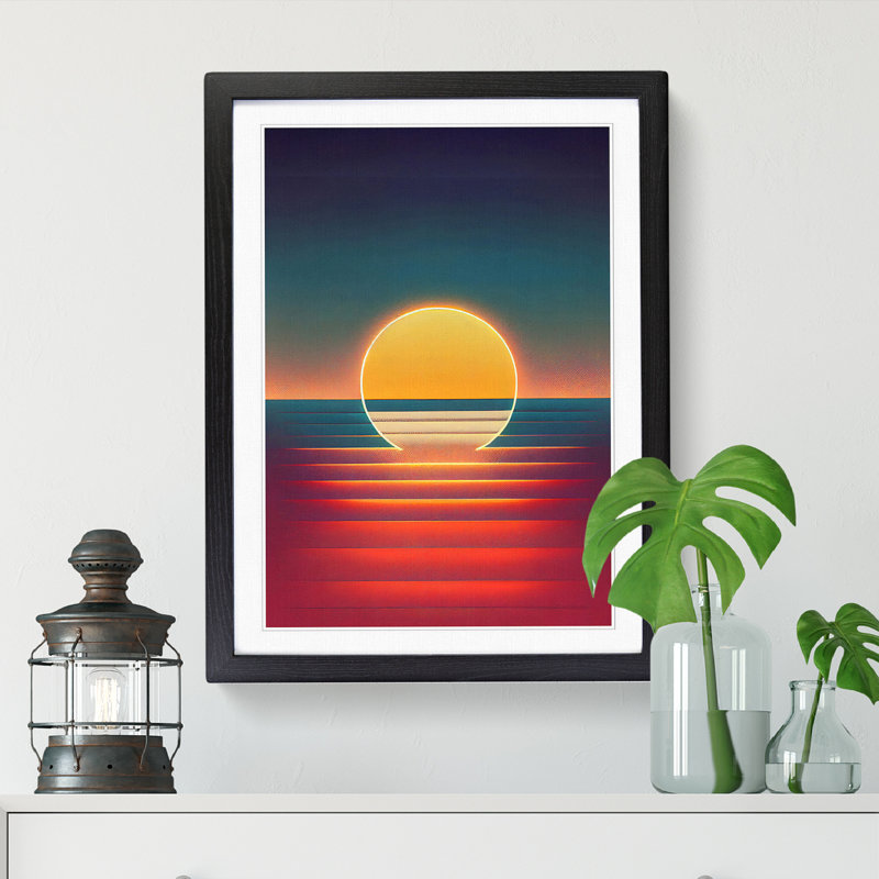 Sunset Minimalism Vol.4 - Single Picture Frame Print, 34cm H x 25cm W x 2cm D, Oak