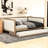 Stylish Upholstered Daybed With Trundle, Robust Wood & Linen Elegant Construction,