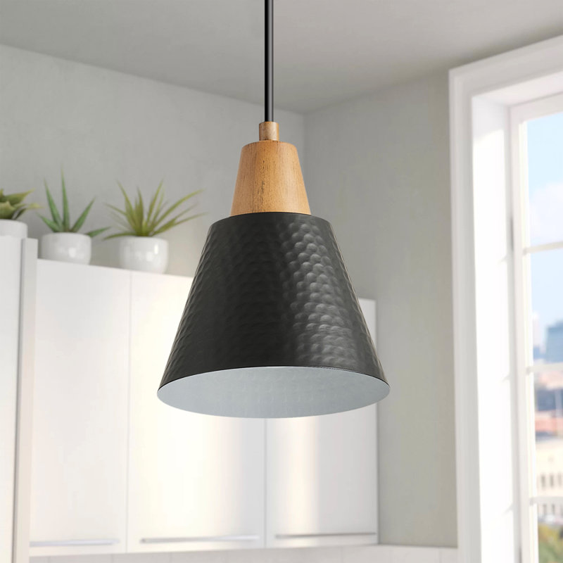 Luminaire suspendu conique 1 lumière erroll, Noir