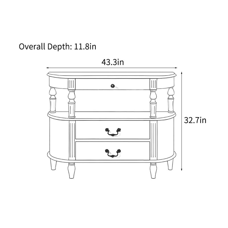 Console en bois massif 43,3 po Callaway, Blanc