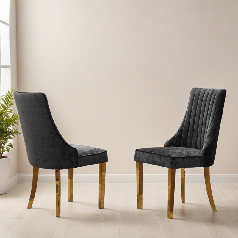 Ensemble de 2 chaises d'appoint Modern Kitchen, Doré, Noir