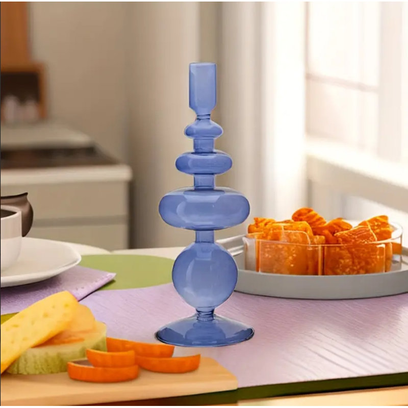 Modern Transparent Blue Tall Candlestick