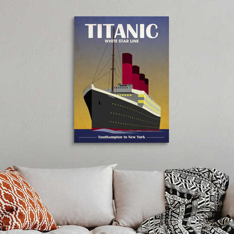 «Titanic Ocean Liner Art Deco» par Michael Tompsett, impression, H 36 po x l 27 po x P 1,5 po, Toile
