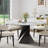 59'' Round Dining Table for 6, Circle Kitchen Table with Glossy White Sintered Stone top and Black Stainless Steel Base