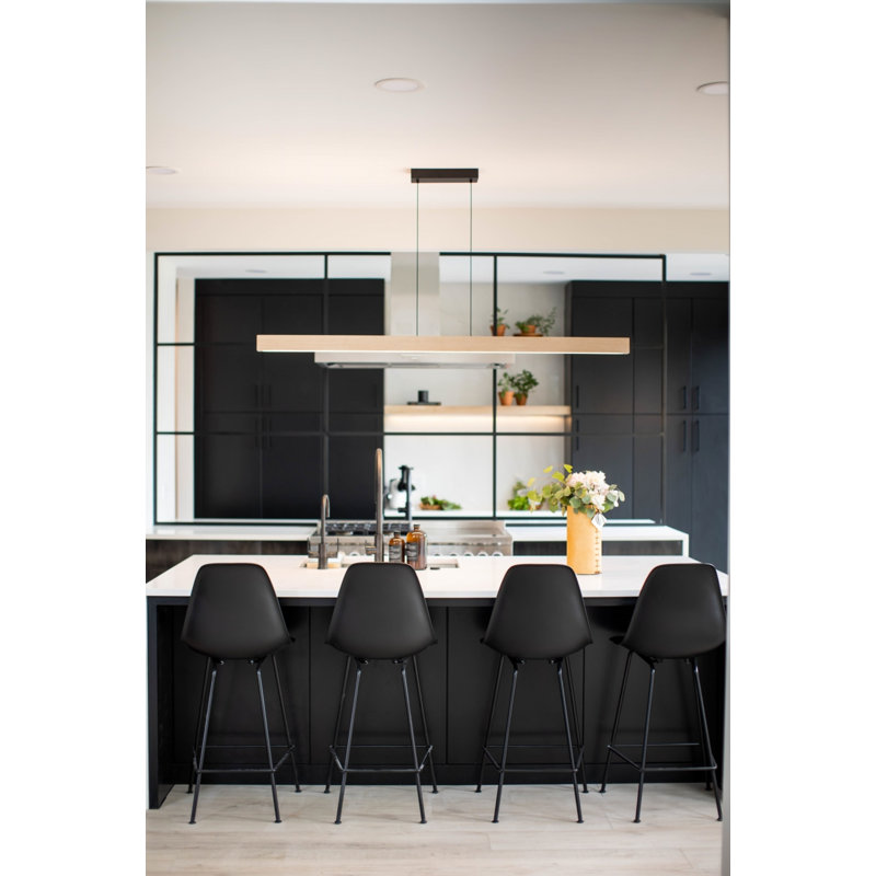 Una 3 - Light LED Kitchen Island Pendant - Uplight and Downlight, 4000K, White Washed Oak, 2.75" H x 66" W x 2" D