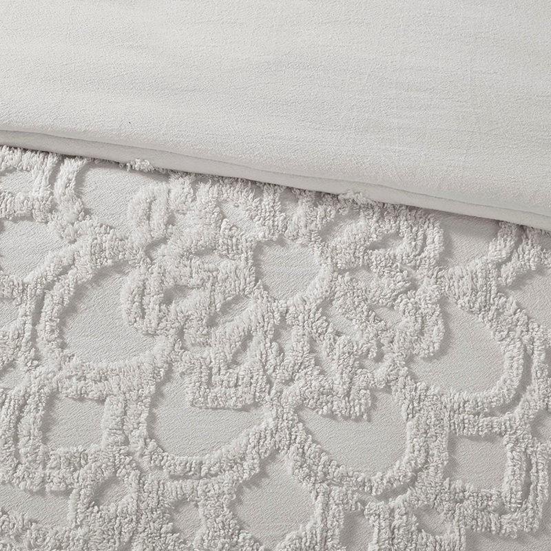 Housse de couette et housse de couette en coton et chenille pour grand lit Queen Grey 100% Shabby Chic, Gris