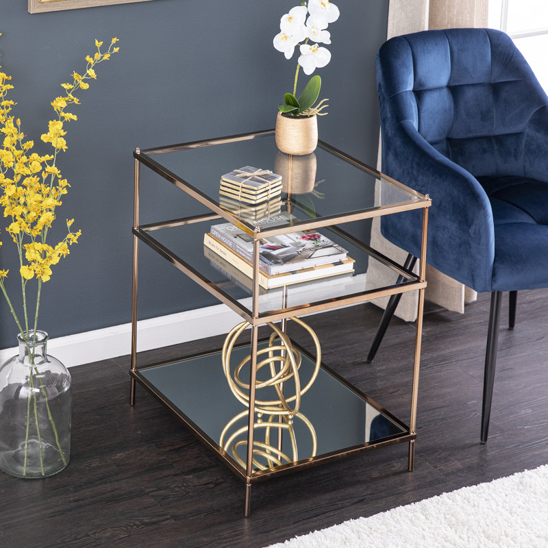 Gosport Glass Tray Top End Table, Copper