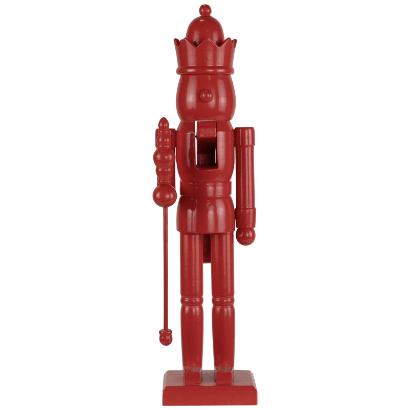 Nutcracker King With Crown And Scepter Standing Christmas Figure - 15" - Red