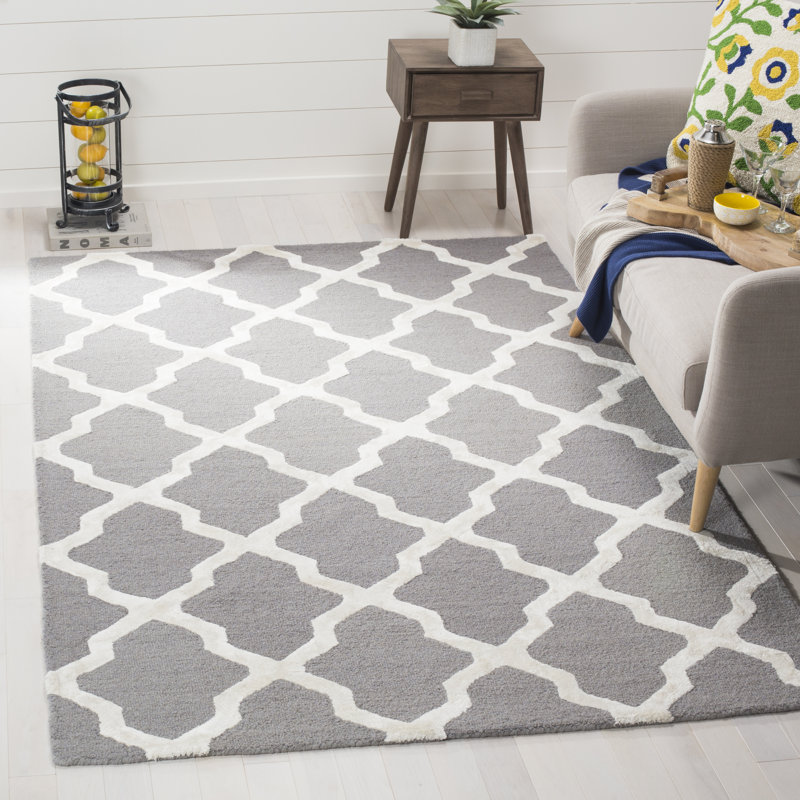 Ellicott Cambridge Hand Tufted Wool, Viscose Geometric Rug, Rectangle 6' x 9'