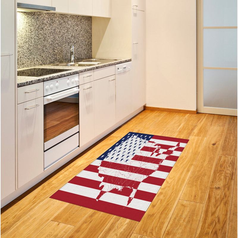 American Flag High Density Long Fiber Poly Threads Decorative Area Rug Carpet, Rectangle 2'7" x 5'