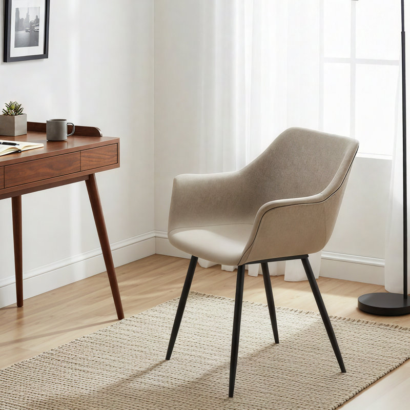 Haglund Leather Dining Chair with Powder-Coated Iron Legs Accent Side Chair Foam Padded Seat Versatile Kitchen Chair for Modern Home and Kitchen