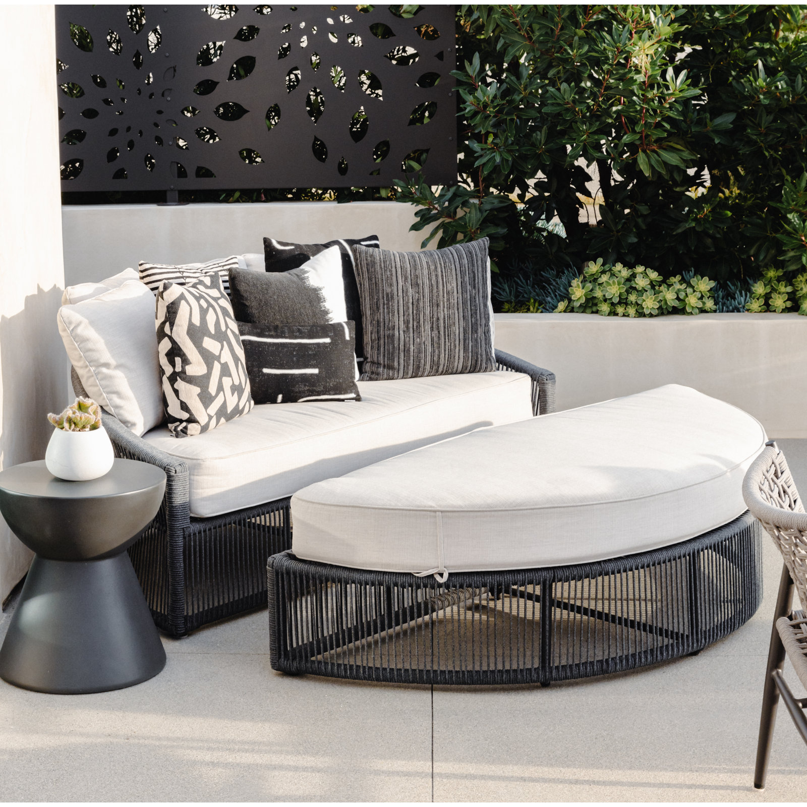 Renfri 67" Sunbrella® Patio Daybed, Black, Echo Ash Sunbrella®