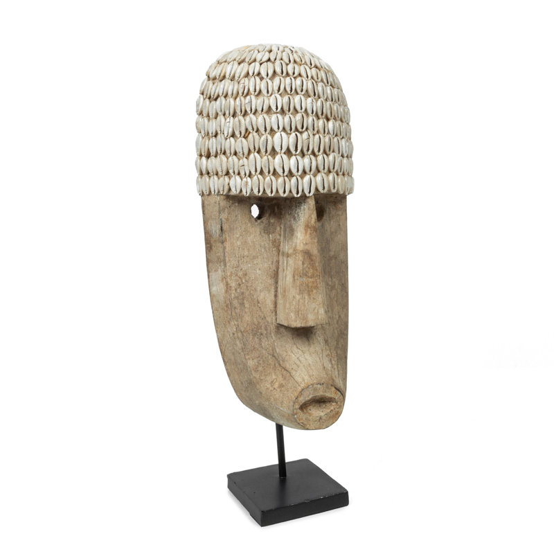 The Cowrie Mask on Stand, 50cm H x 12cm W x 22cm D