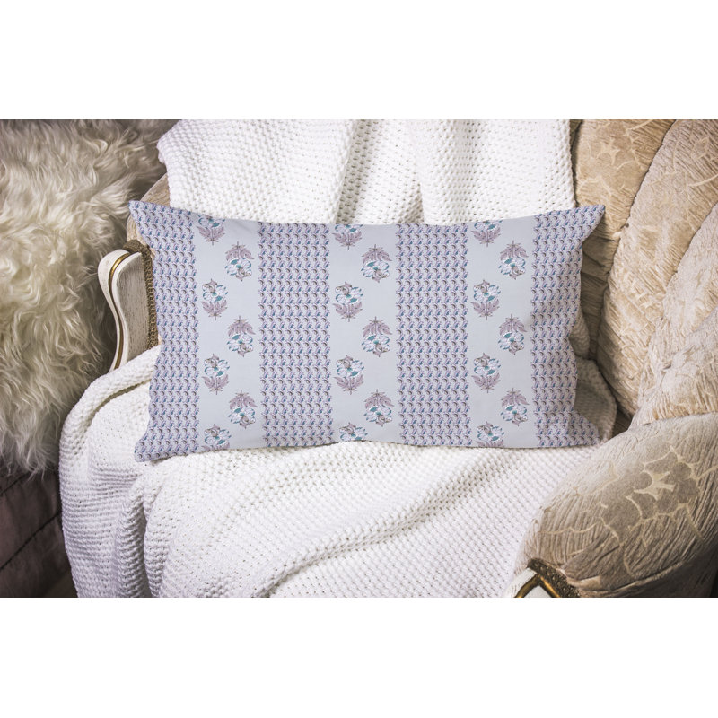 Anemone Artistry  Rectangular Throw Pillow, Gray/Purple
