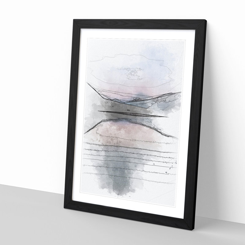Italian Lake - Single Picture Frame Painting on MDF, 33cm H x 24cm W x 2cm D, Black Framed