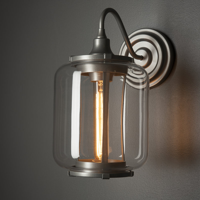 Fairwinds Outdoor Sconce - Clear Glass, 12.4" H x 7" W x 9.8" D, Coastal Burnished Steel