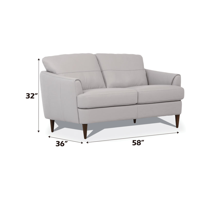 Causeuse encastrée en cuir véritable Bova, Cuir véritable gris perle
