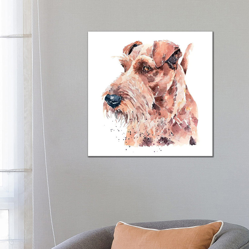 «Irish Terrier Pride» par EdsWatercolours - impression, H 26 po x l 26 po x P 1,5 po, Toile tendue, Pas de tapis