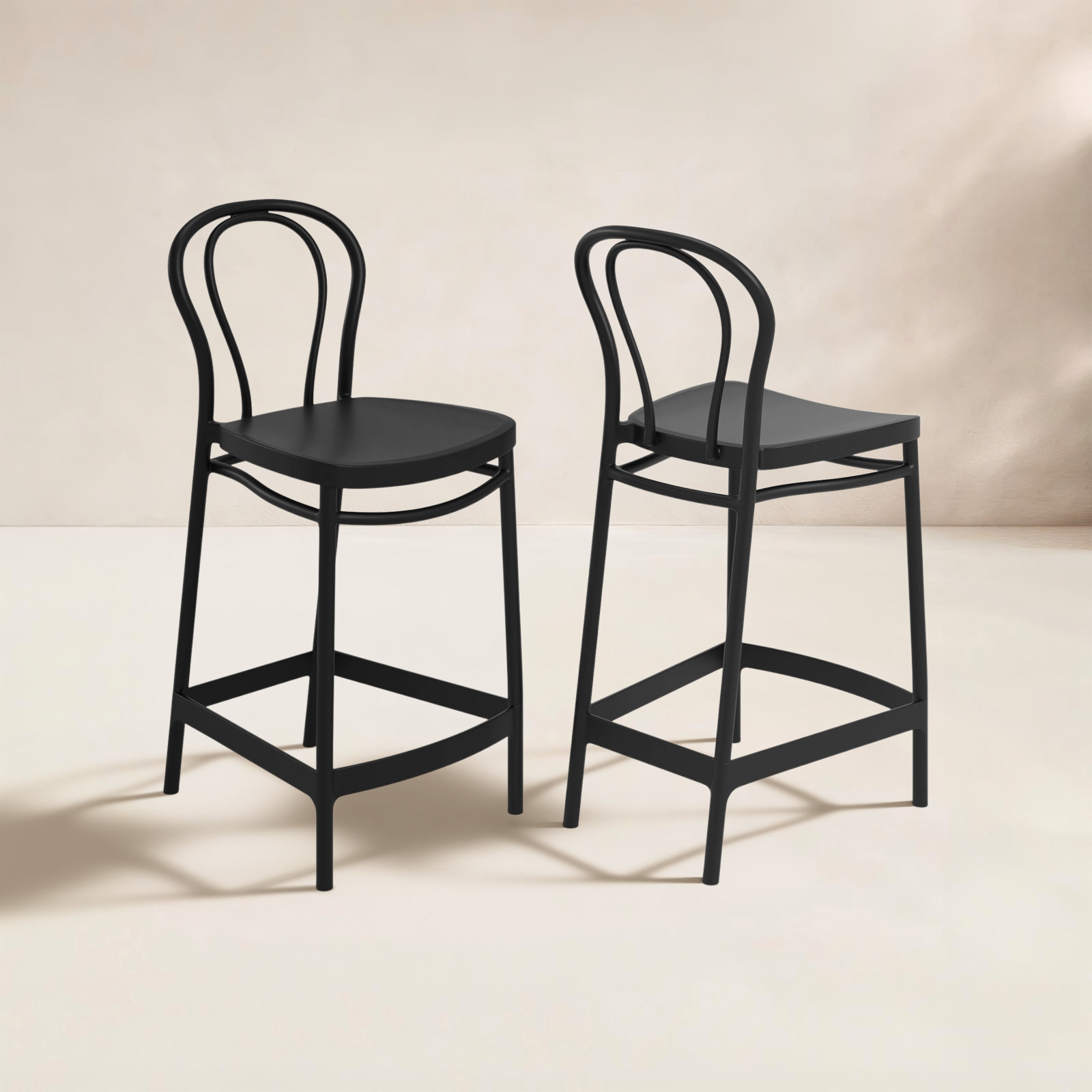 Farrah Patio Bar Stool, Black, Counter Stool (25.6" Seat Height)