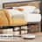 Modern Wood & Black Metal Platform Bed Frame with Sturdy Headboard-472822283-472822281