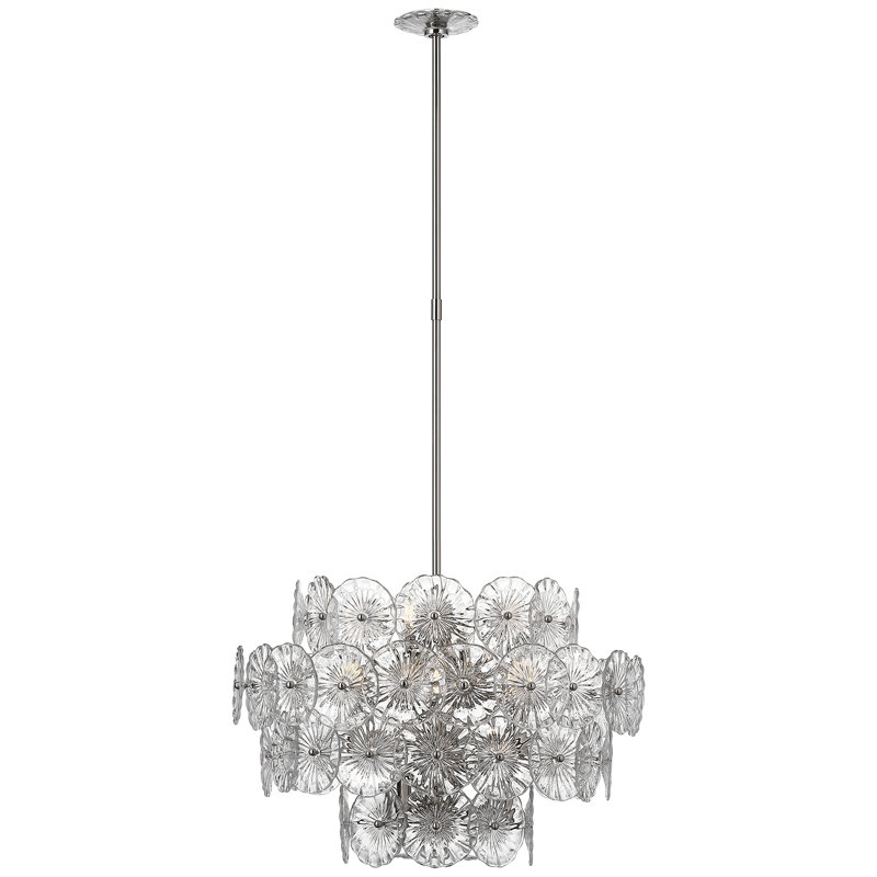 Julie Neill Gianna 24" Chandelie, Clear, Burnished Silver Leaf
