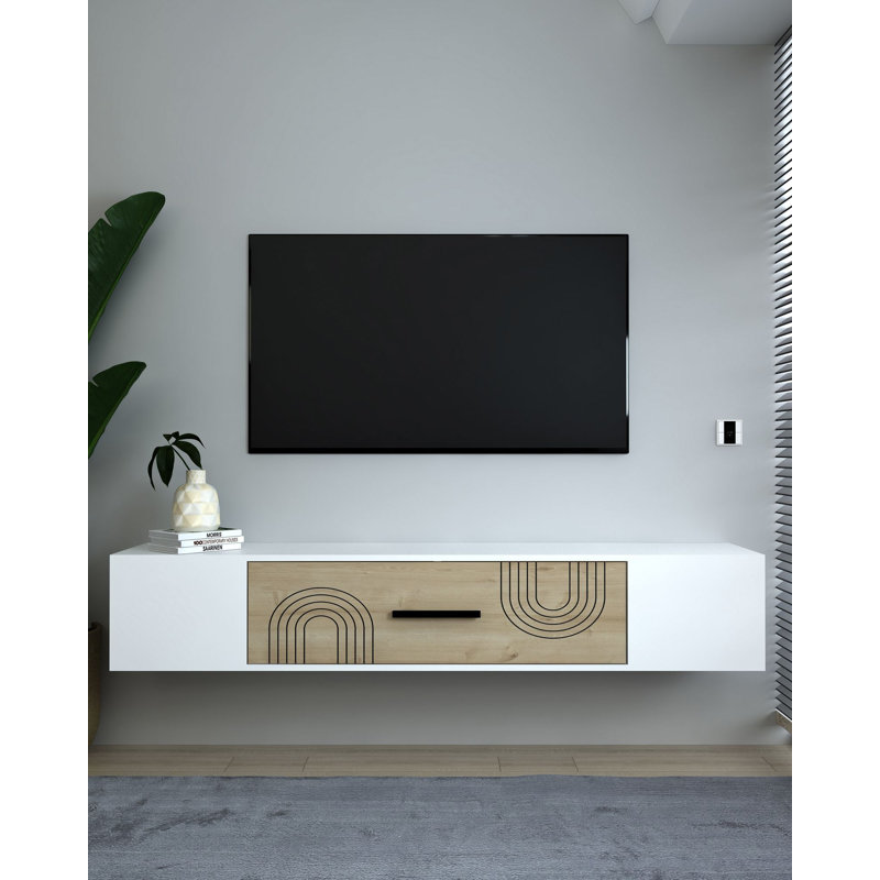 Meuble télé, Blanc/naturel