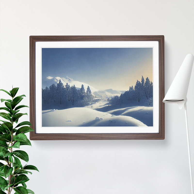 XH1022-10192X Winter Forest Landscape Vol.8 - Single Picture Frame Print, 46cm H x 64cm W x 2cm D, Walnut