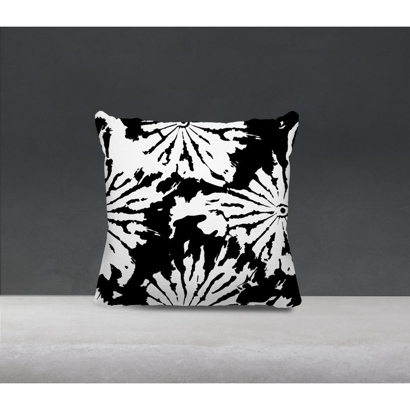 Coussin Cecil, H 15 po x l 15 po, Noir / blanc