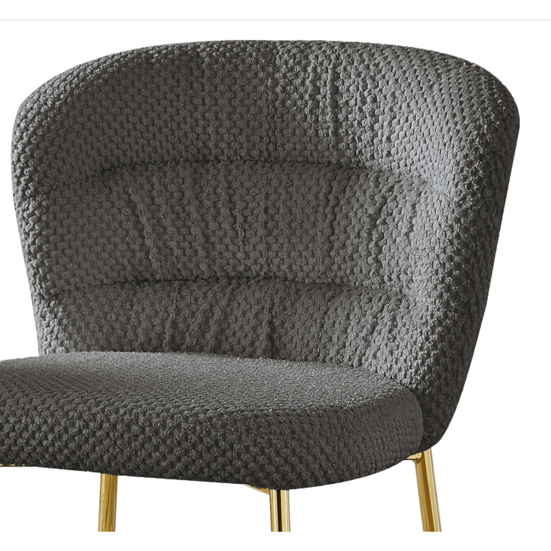 Chaises à hauteur comptoir avec velours texturé et base à carreaux, Dark Grey/Gold