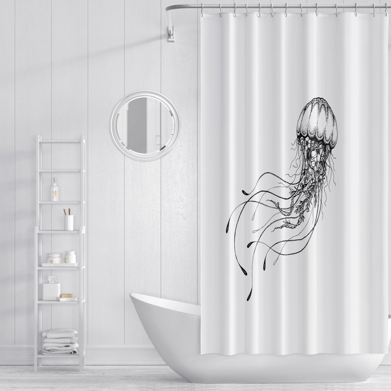 Rideau de douche 1 pièce + crochets, H 93 po x l 70 po