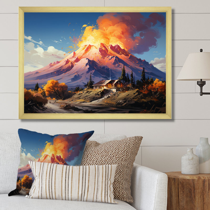 Italie, Etna, impression sur toile, Cadre doré à une seule photo, H 24 po x l 32 po x P 1 po
