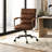 Executive Retro Office Chair - Top-Grain Leather Swivel Chair with Adjustable Height