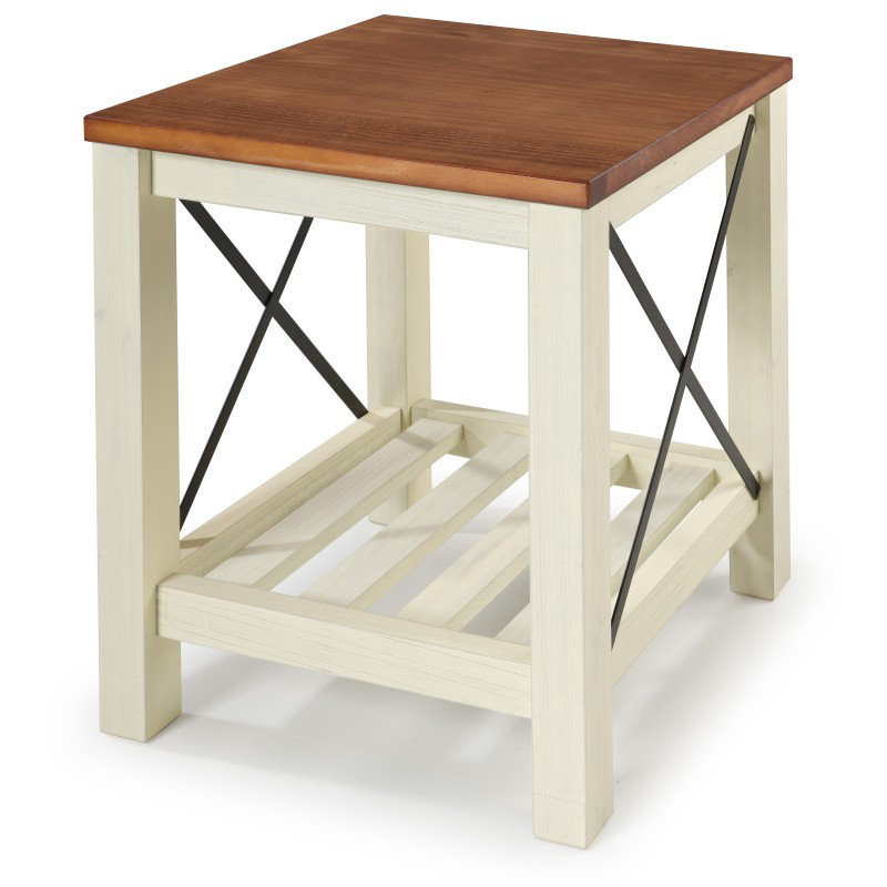 Solid Wood End Table, White