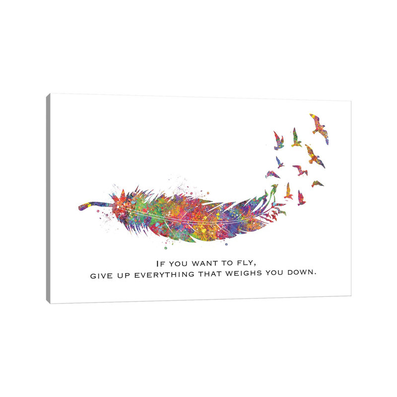 Feather Quote Landscape by Genefy Art - Wrapped Canvas Print, 20.32 cm H x 30.48 cm W