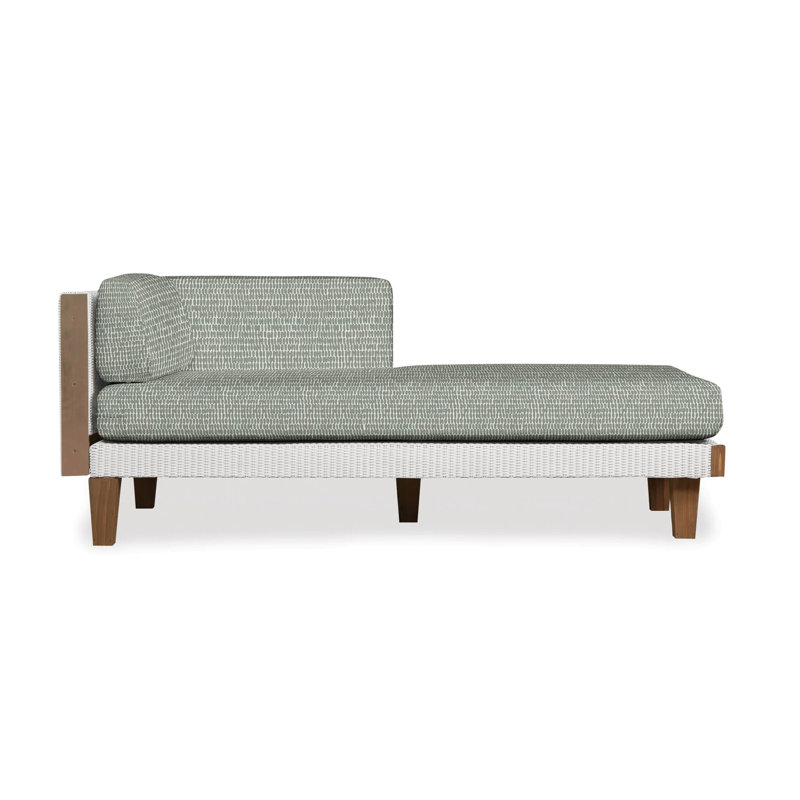 Catalina Outdoor Teak Chaise Lounge, Sailcloth Seagull, White
