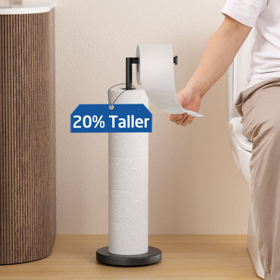 Porte-papier hygiénique KES de 25,3 po de haut avec base lestée pour 5 rouleaux, porte-papier hygiénique en acier inoxydable 18/8 noir mat