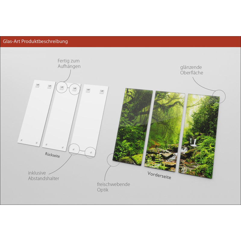 3 Piece No Frame Painting on Glass