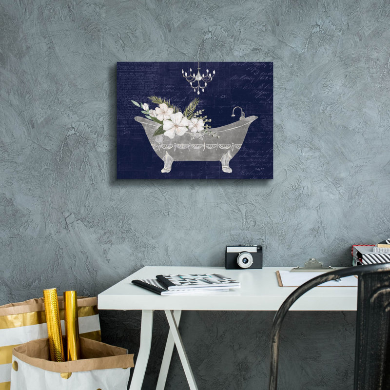  «Floral Bath 1 Indigo» par Courtney Prahl, art mural sur toile, 16 po x 12 po, H 12 po x l 16 po