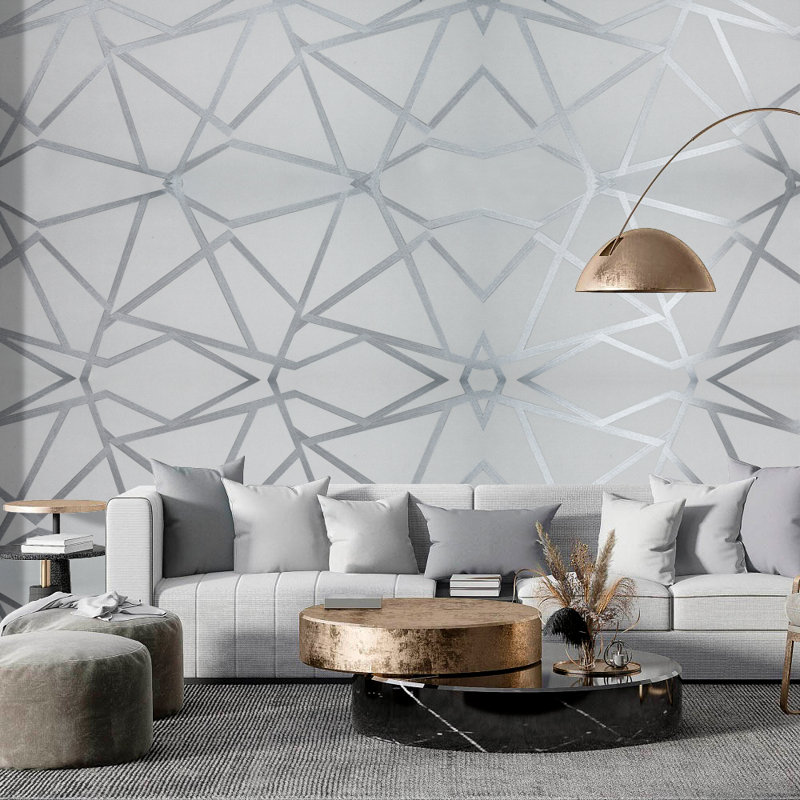Penson 10m x 53cm Glitter Wallpaper Roll, Silver Grey