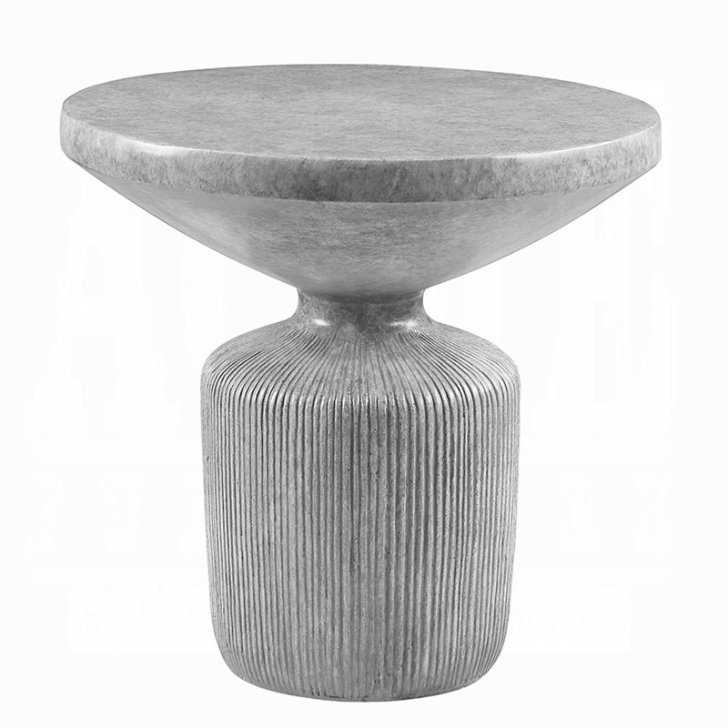 Table de bout grise vieillie avec piédestal