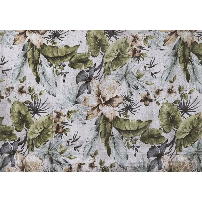 Murale florale Auralee, L 77 po x L 55 po, Vert / Naturel